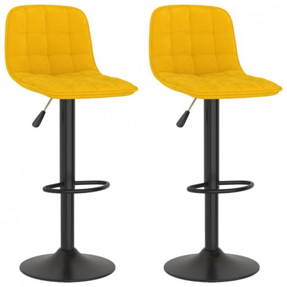 Tabourets de bar 2 pcs Jaune Velours