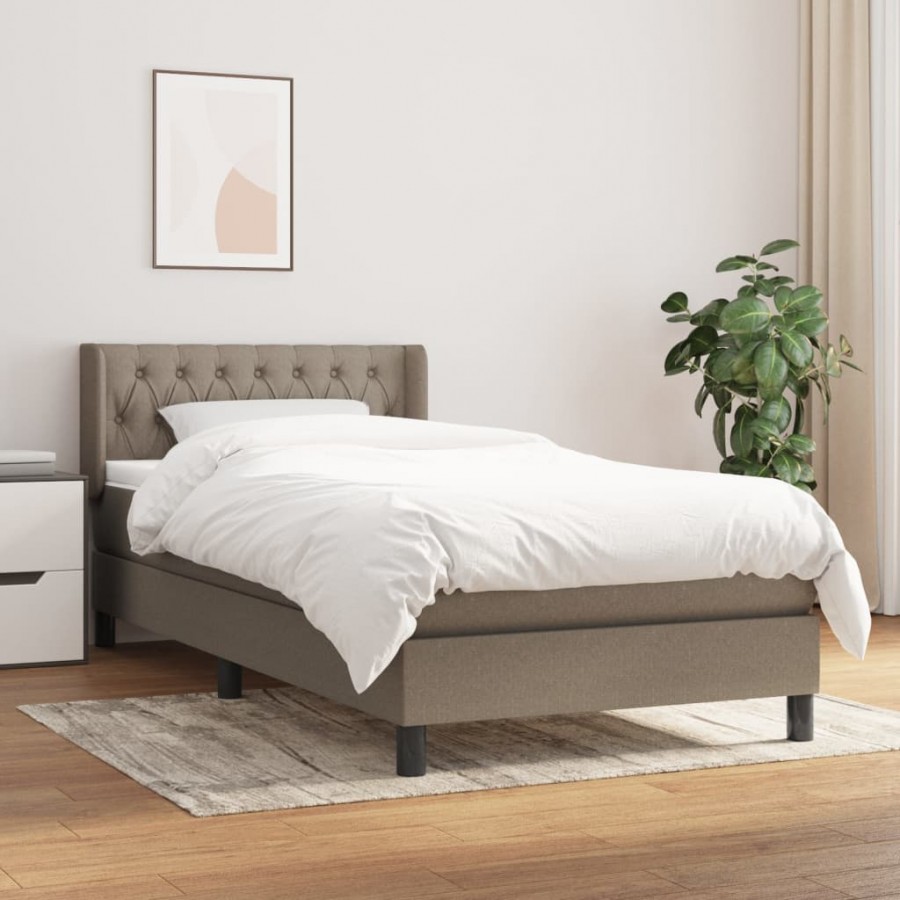 Cadre de lit avec matelas Taupe 90x190 cm Tissu