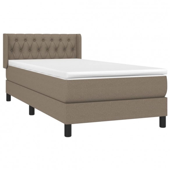 Cadre de lit avec matelas Taupe 90x190 cm Tissu