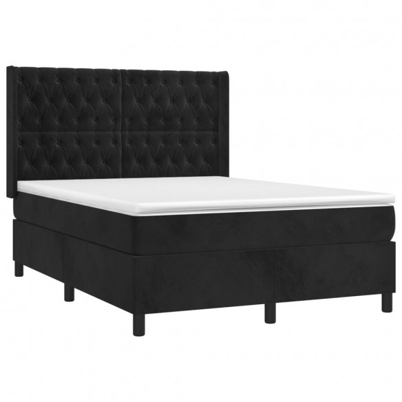 Cadre de lit avec matelas Noir 140x200 cm Velours