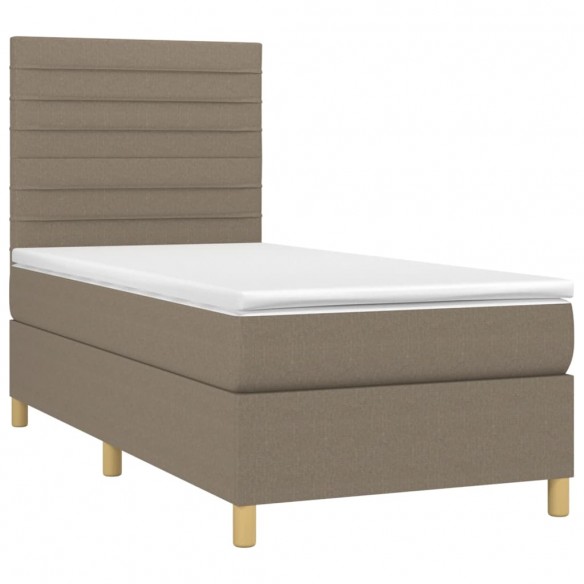 Cadre de lit et matelas et LED Taupe 80x200 cm Tissu