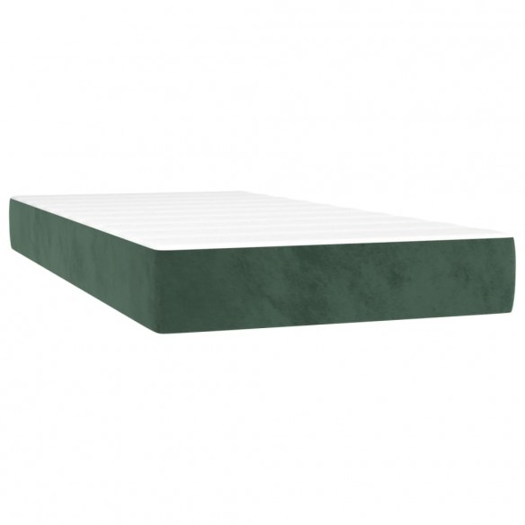 Cadre de lit et matelas et LED Vert foncé 90x190 cm