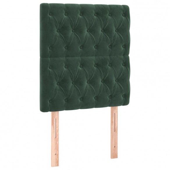 Cadre de lit et matelas et LED Vert foncé 90x190 cm