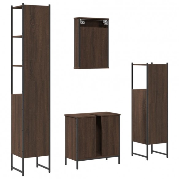 Ensemble de meubles de salle de bain 4 pcs Chêne marron