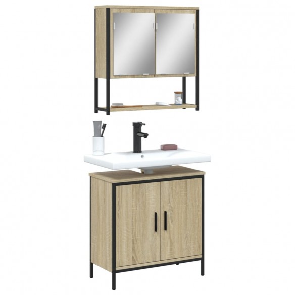 Ensemble de meubles de salle de bain 2 pcs chêne sonoma