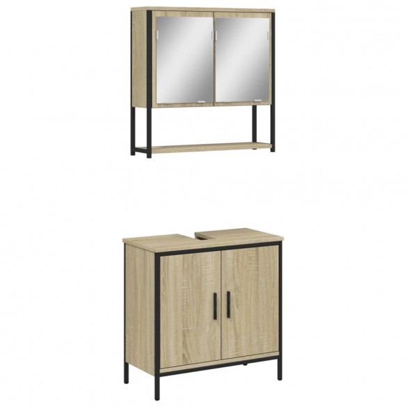 Ensemble de meubles de salle de bain 2 pcs chêne sonoma