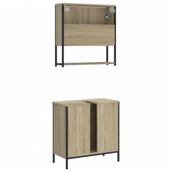 Ensemble de meubles de salle de bain 2 pcs chêne sonoma