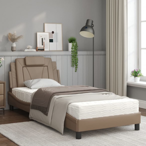 Lit avec matelas cappuccino 80x200 cm similicuir