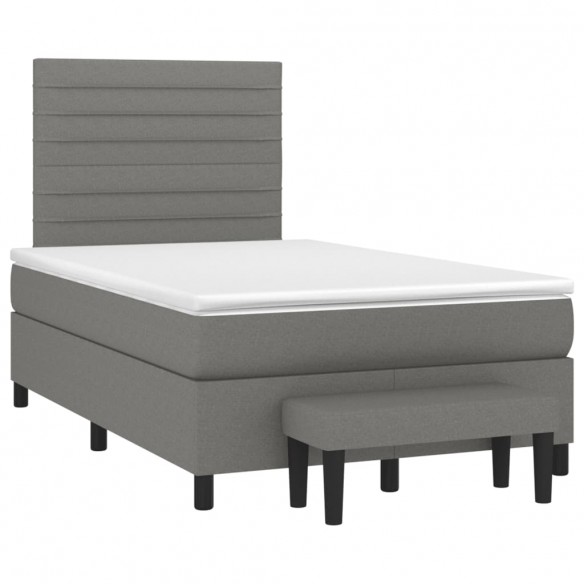 Cadre de lit avec matelas gris foncé 120x190cm tissu