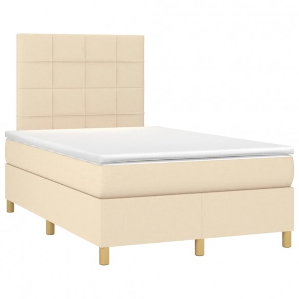 Cadre de lit matelas et LED crème 120x190 cm tissu