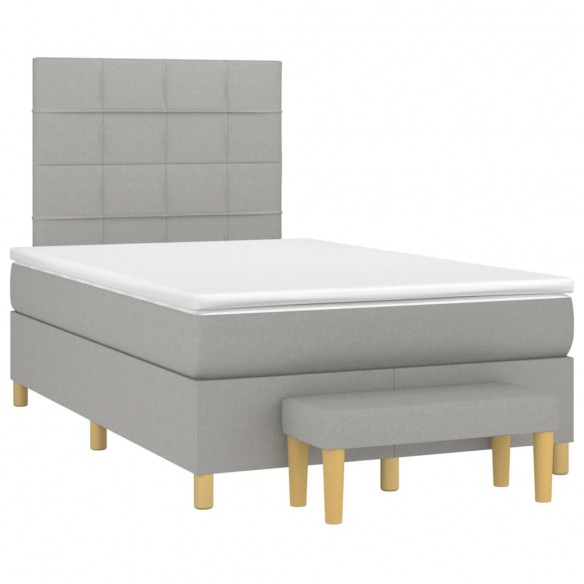 Cadre de lit et matelas gris clair 120x190 cm tissu