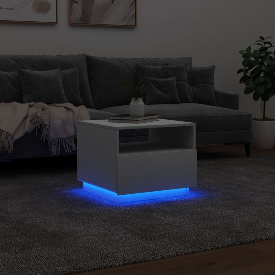 Table basse avec lumières LED blanc 50x49x40 cm Table basse avec lumières LED blanc 50x49x40 cm