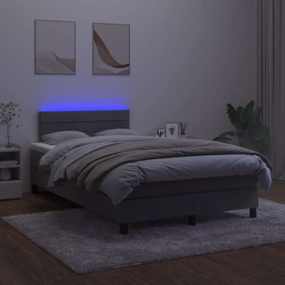 Cadre de lit avec matelas LED gris foncé 120x190 cm