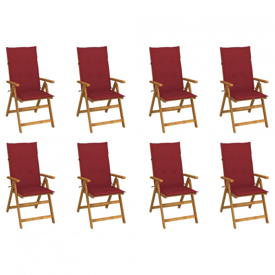 Chaises pliables de jardin avec coussins 8 pcs Bois d'acacia