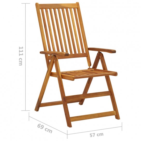 Chaises pliables de jardin avec coussins 8 pcs Bois d'acacia