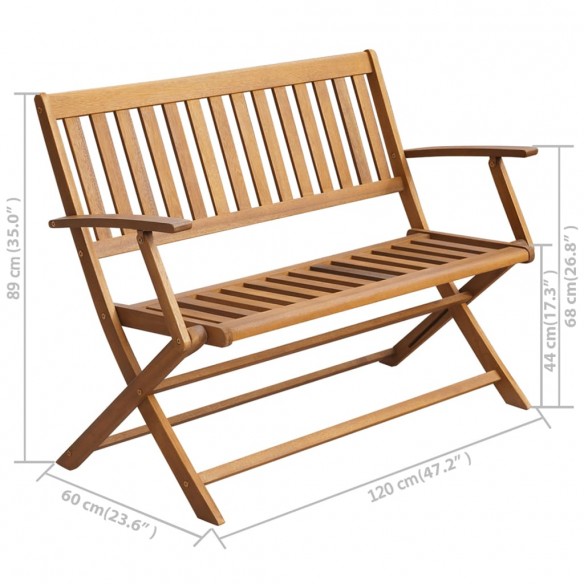 Banc de jardin avec coussin 120 cm Bois d'acacia massif