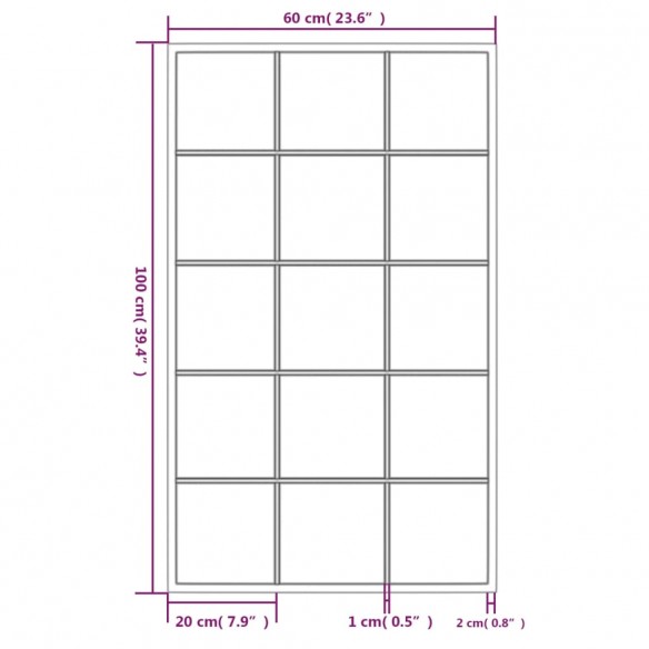 Miroirs muraux 4 pcs noir 100x60 cm métal