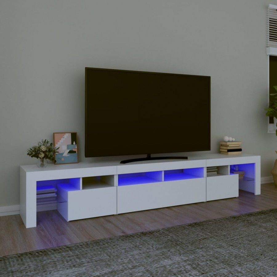 Meuble TV avec lumières LED Blanc...