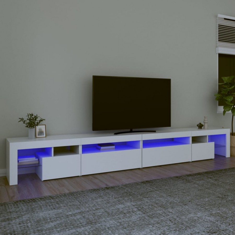 Meuble TV avec lumières LED Blanc...