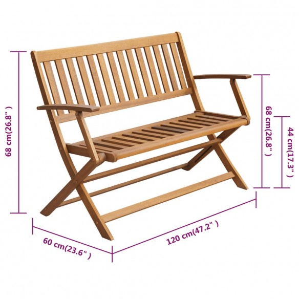 Banc de jardin avec coussin 120 cm Bois d'acacia massif