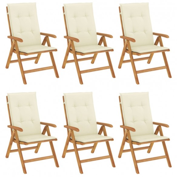 Chaises de jardin inclinables et coussins lot de 6 bois teck