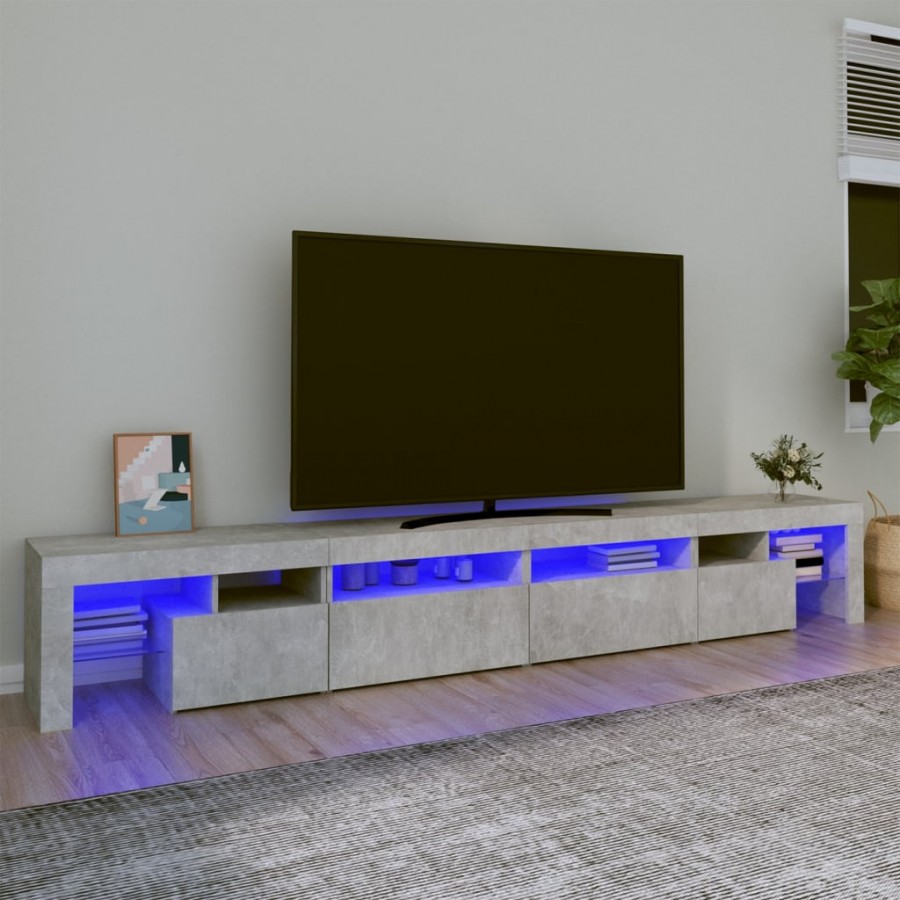 Meuble TV avec lumières LED Gris...