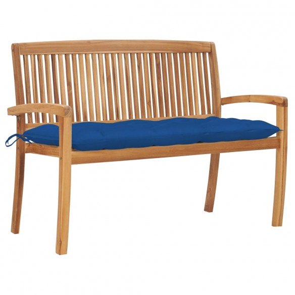 Banc de jardin empilable et coussin 128,5cm Bois de teck massif