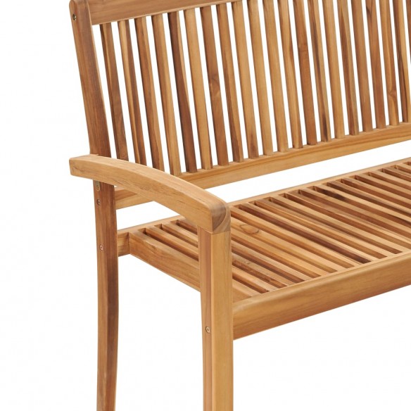 Banc de jardin empilable et coussin 128,5cm Bois de teck massif