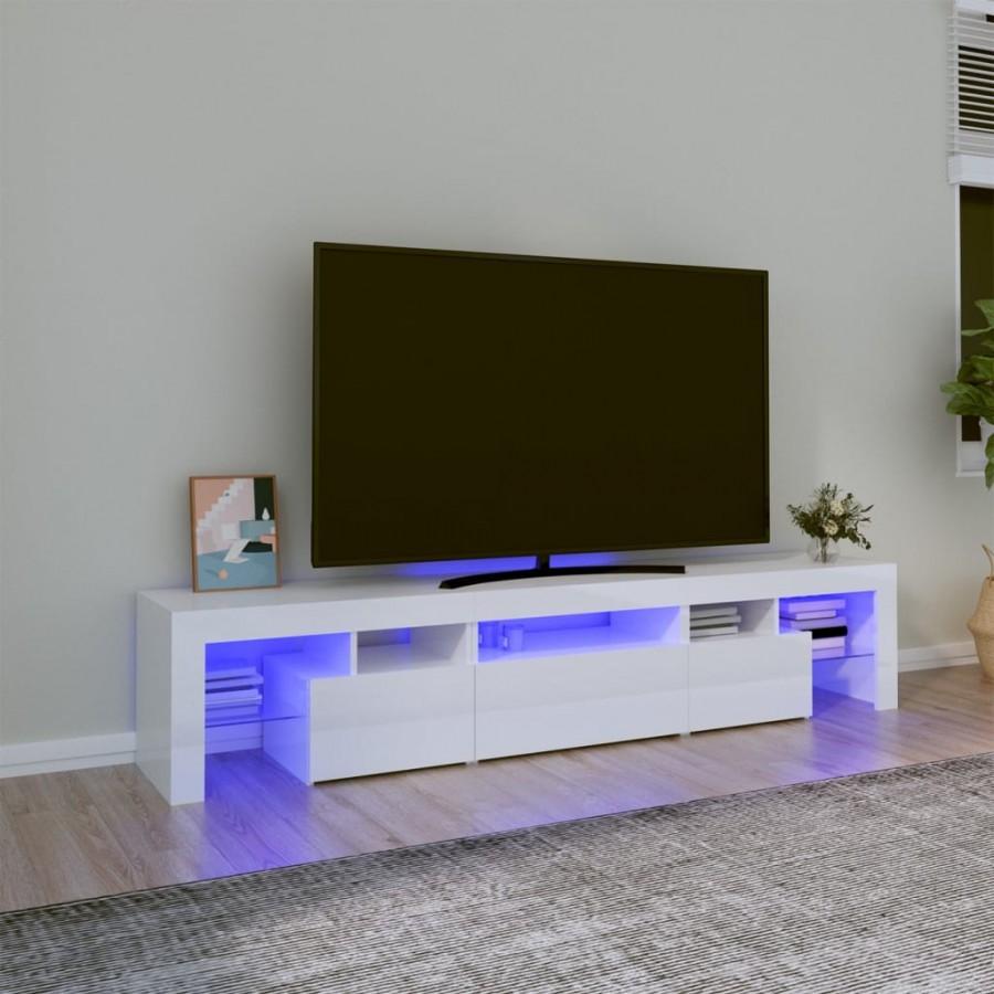 Meuble TV avec lumières LED Blanc...