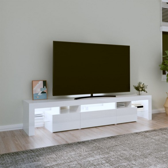 Meuble TV avec lumières LED Blanc brillant 200x36,5x40 cm