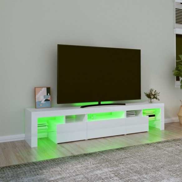 Meuble TV avec lumières LED Blanc brillant 200x36,5x40 cm