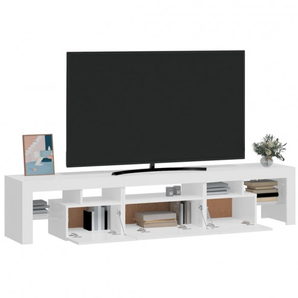 Meuble TV avec lumières LED Blanc brillant 200x36,5x40 cm