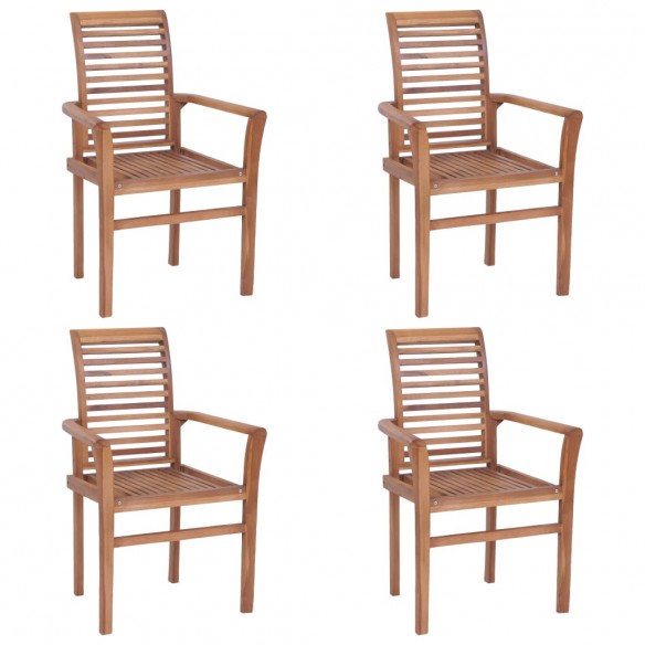 Chaises à dîner 4 pcs avec coussins taupe Bois de teck solide