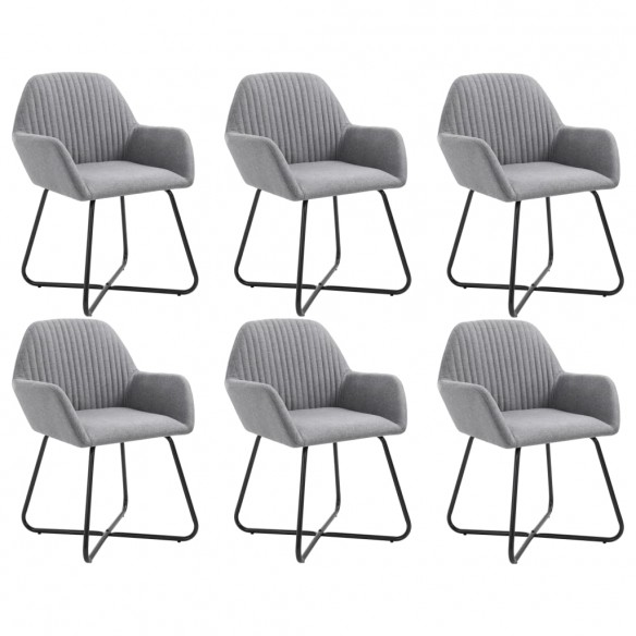 Chaises à manger lot de 6 gris clair tissu