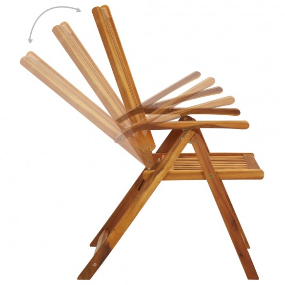 Chaises pliables de jardin 3 pcs avec coussins Bois d'acacia