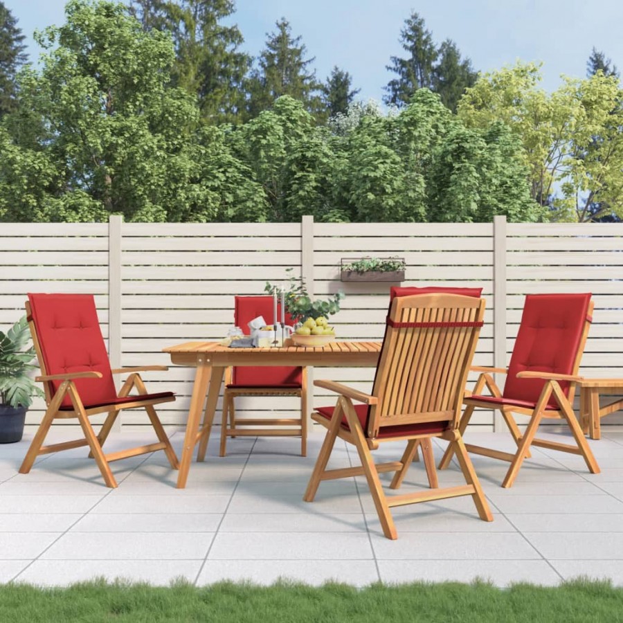 Chaises de jardin inclinables 4pcs et coussins bois massif teck