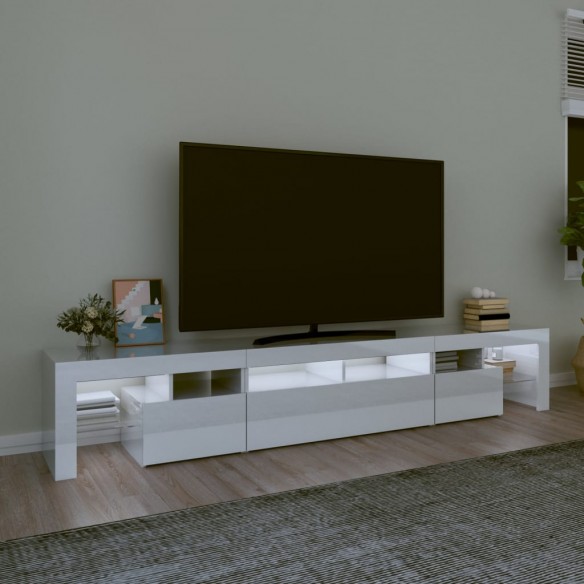 Meuble TV avec lumières LED Blanc brillant 230x36,5x40 cm