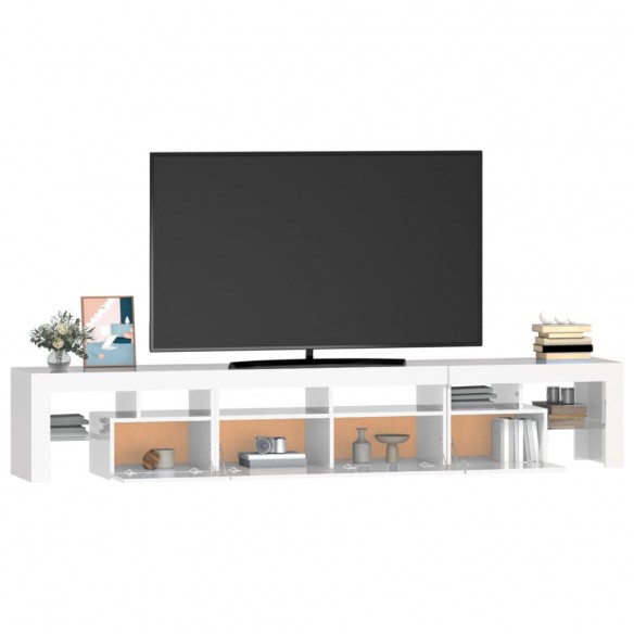 Meuble TV avec lumières LED Blanc brillant 230x36,5x40 cm