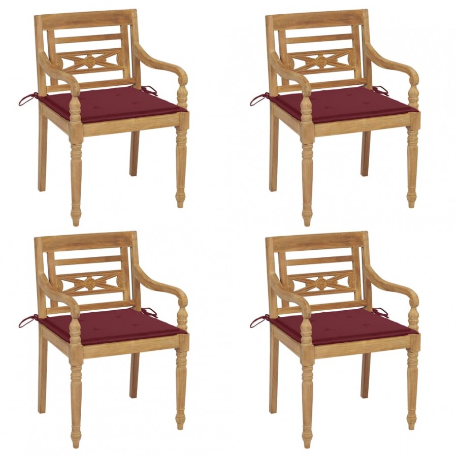 Chaises Batavia avec coussins 4 pcs...