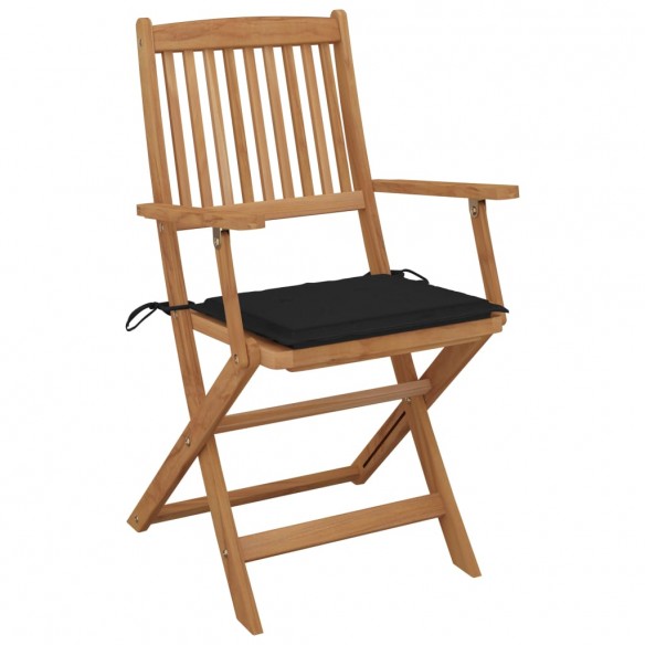 Chaises pliables de jardin 6 pcs avec coussins Bois d'acacia