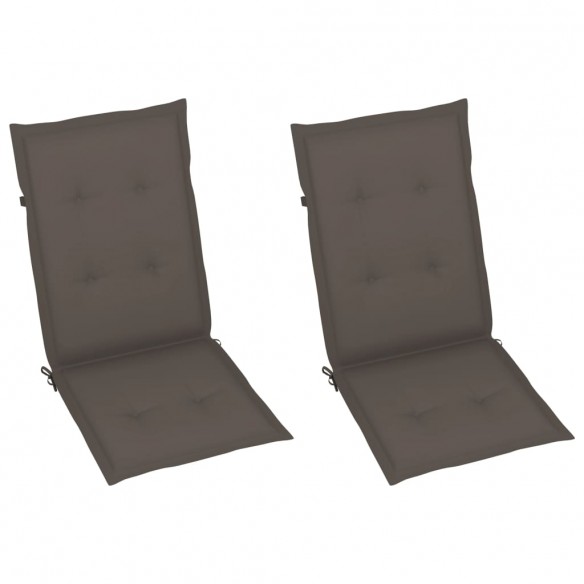 Chaises inclinables de jardin 2 pcs avec coussins Bois d'acacia