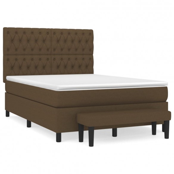 Cadre de lit avec matelas Marron foncé 140x190 cm