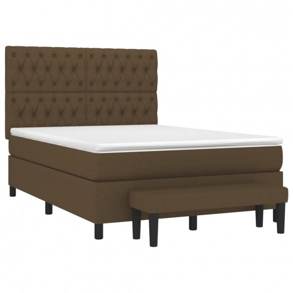 Cadre de lit avec matelas Marron foncé 140x190 cm