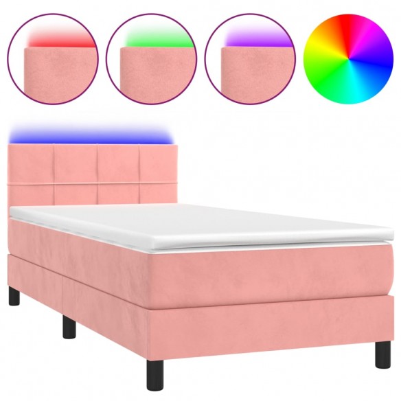 Cadre de lit avec matelas et LED Rose 100x200 cm