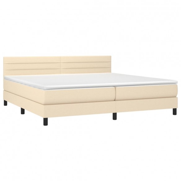 Cadre de lit et matelas et LED Crème 200x200cm Tissu