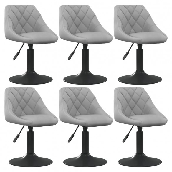 Chaises pivotantes à manger lot de 6 gris clair velours