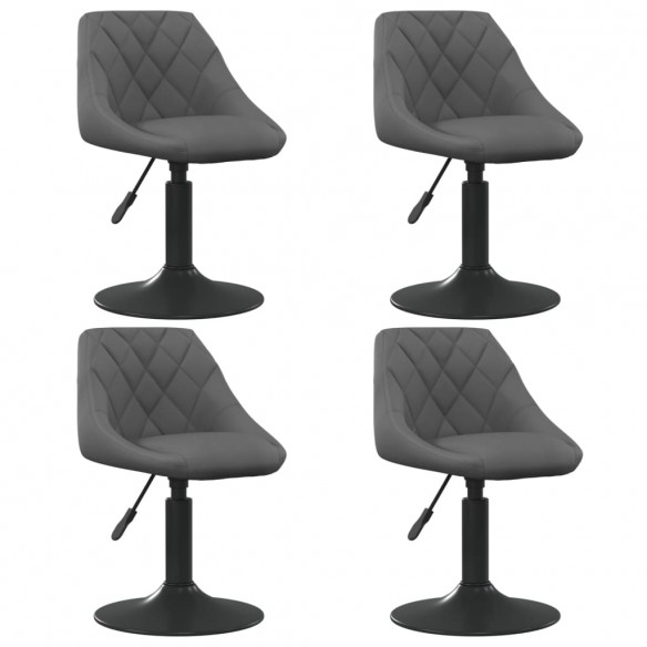 Chaises pivotantes à manger lot de 4 gris foncé velours