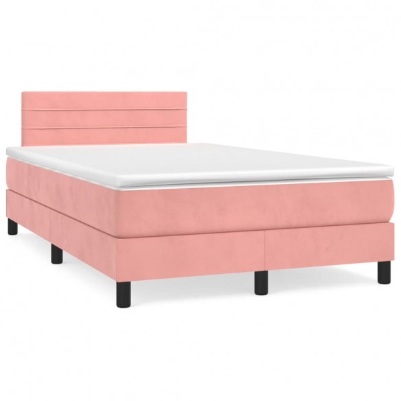 Cadre de lit avec matelas Rose 120x200 cm Velours