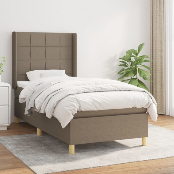 Cadre de lit avec matelas Taupe 90x200 cm Tissu