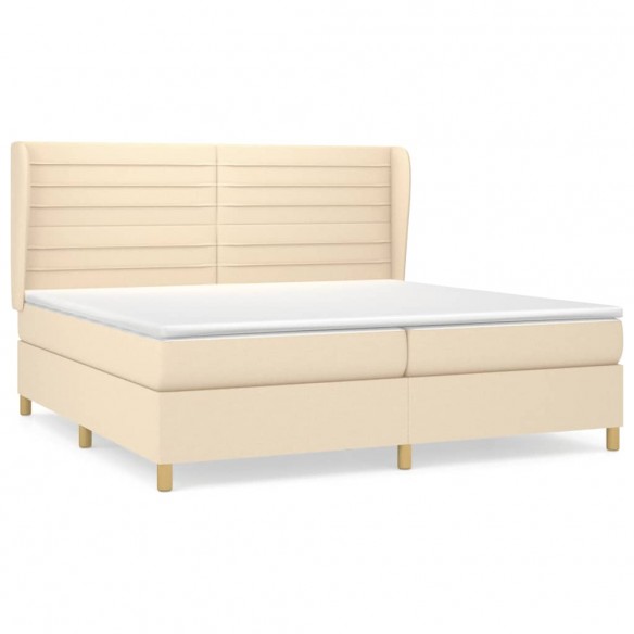 Cadre de lit avec matelas Crème 200x200 cm Tissu